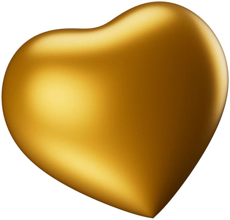 Coração dourado, elemento decorativo da marca TopX